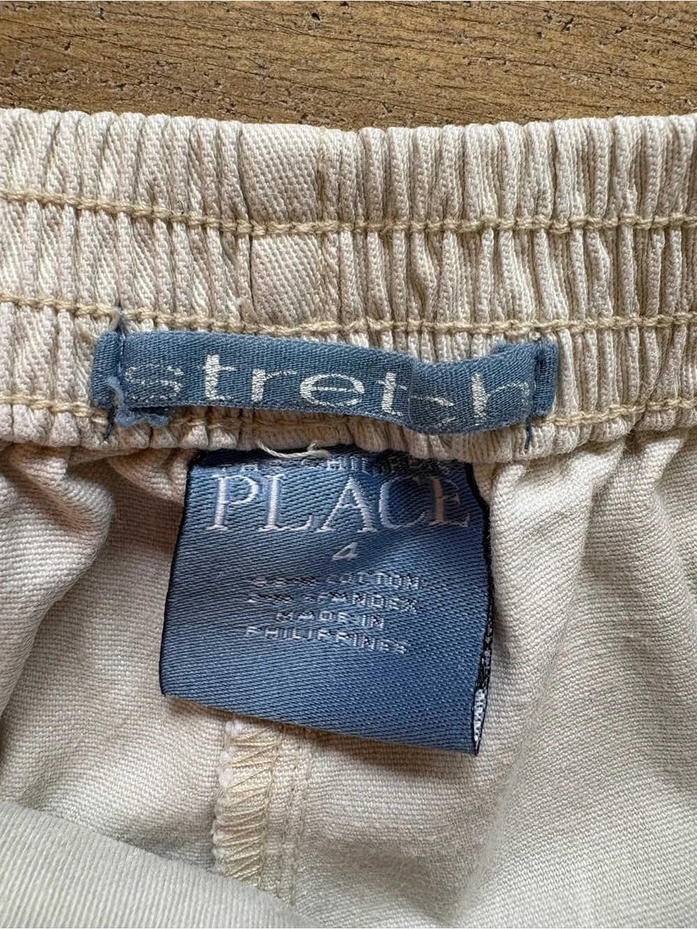 ⁠VTG Y2K Childrens Place Girls Khaki Flare Bootcut Pants Size 4 Uniform⁠
